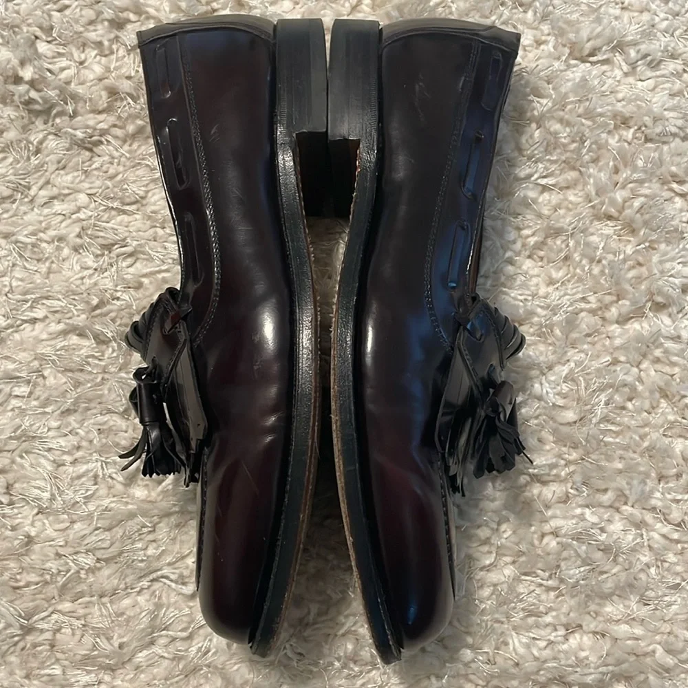 Johnston & Murphy Men Slip On Loafers Size 10 Pinch Tassles Dark Cherry Leather